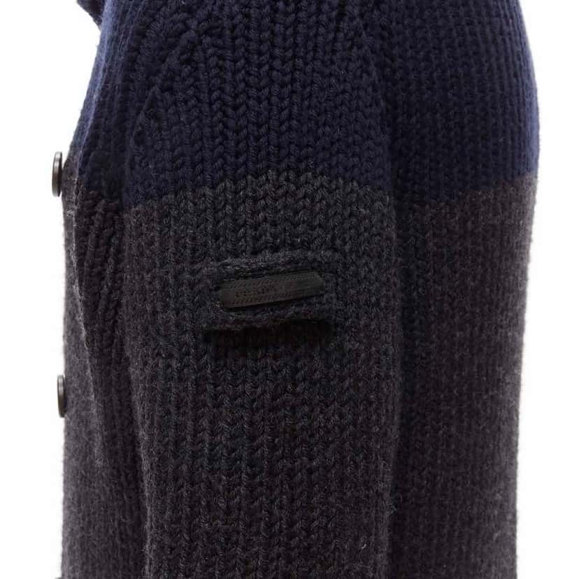 Prada Sailor Collar Cardigan Grey Wool Very good condition - Back View