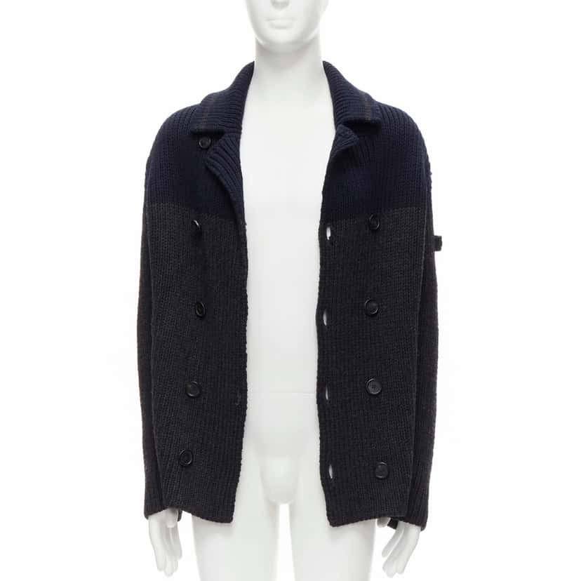 Prada Sailor Collar Cardigan Grey Wool Very good condition - Inside View