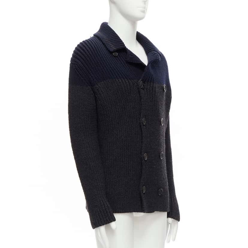Prada Sailor Collar Cardigan Grey Wool Very good condition - Model View