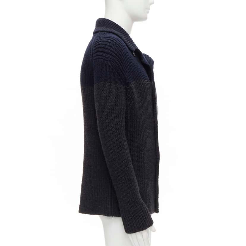 Prada Sailor Collar Cardigan Grey Wool Very good condition - Box View