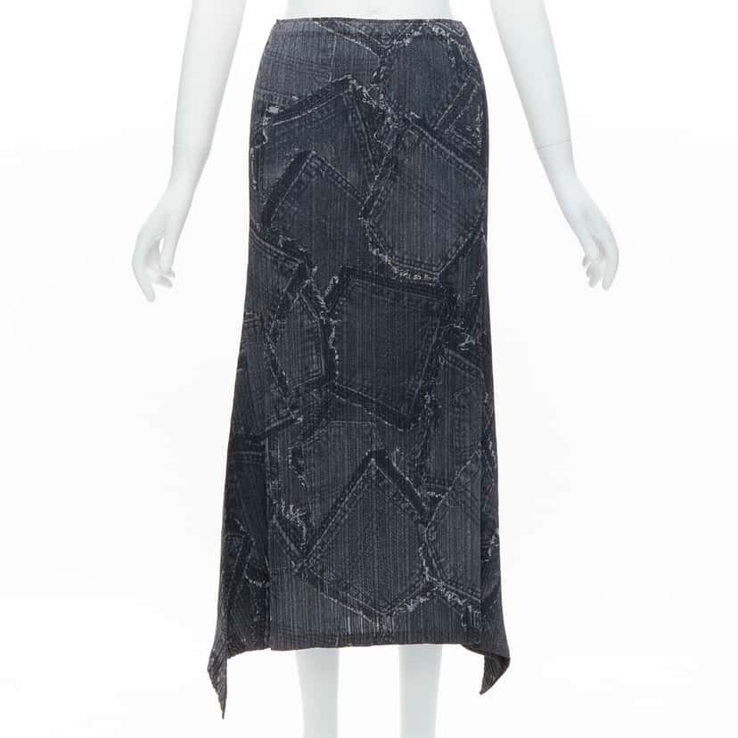 Issey Miyake Denim Pleated Skirt Blue Polyester Never worn - Front View