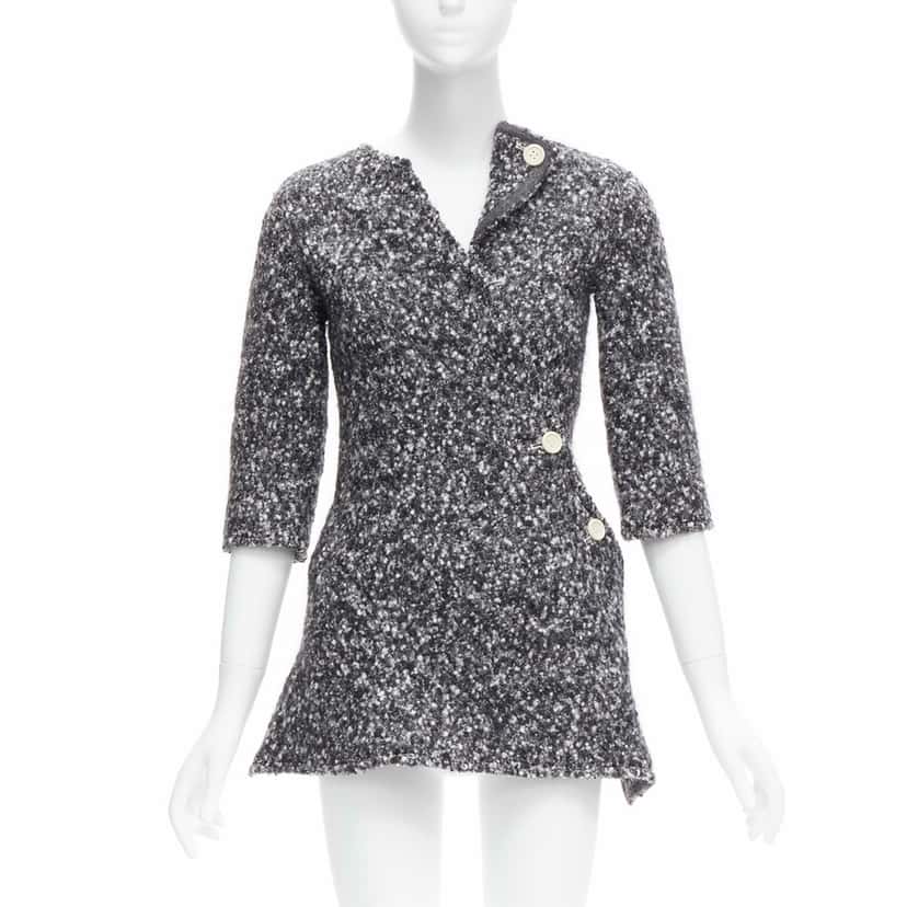 Celine Boucle Bias Sweater Grey Wool Never worn, with tag - Front View