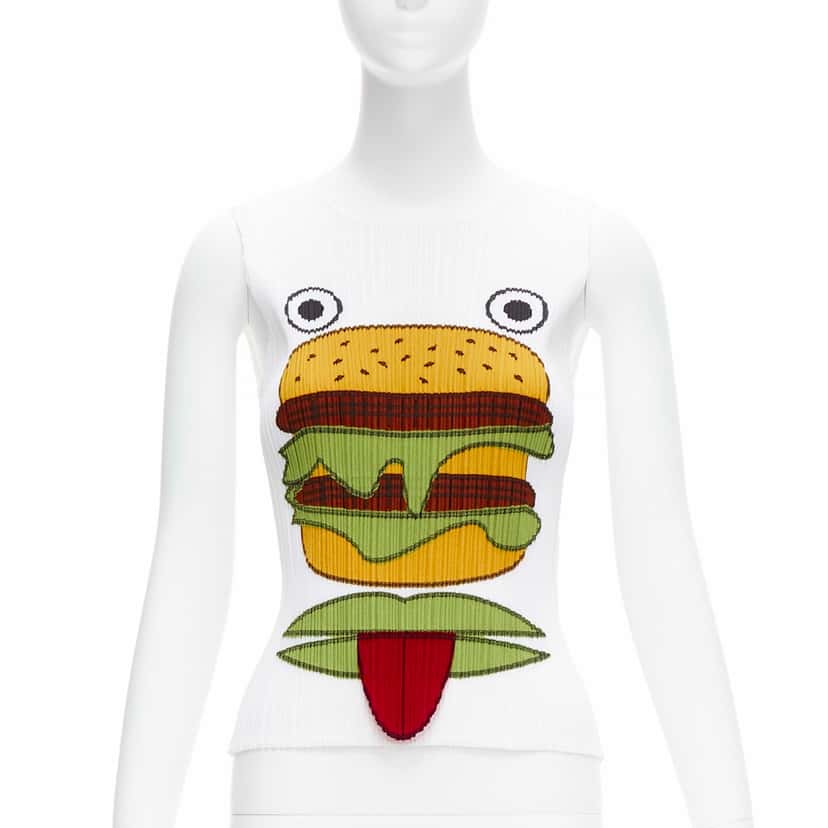 Issey Miyake Hamburger Plisse Tank White Polyester Never worn - Front View