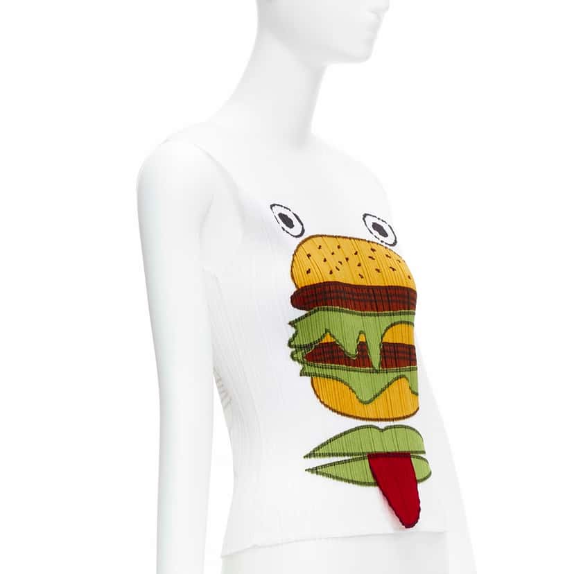 Issey Miyake Hamburger Plisse Tank White Polyester Never worn - Inside View