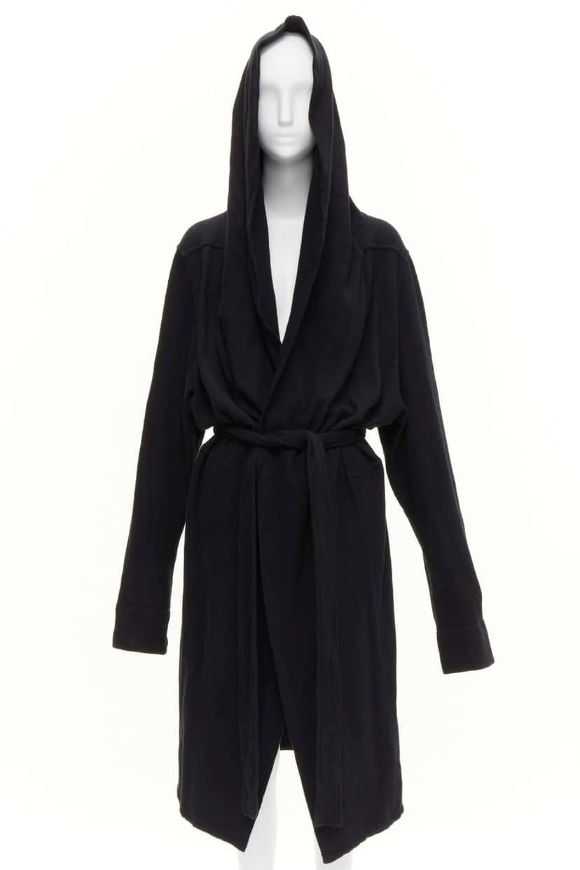 Rick Owens Black Hooded Robe Black Cotton Very good condition - Front View