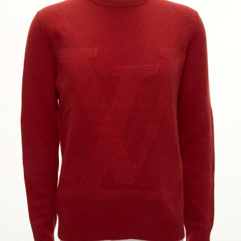 Louis Vuitton Logo Crew Sweater Red Wool Very good condition - Back View