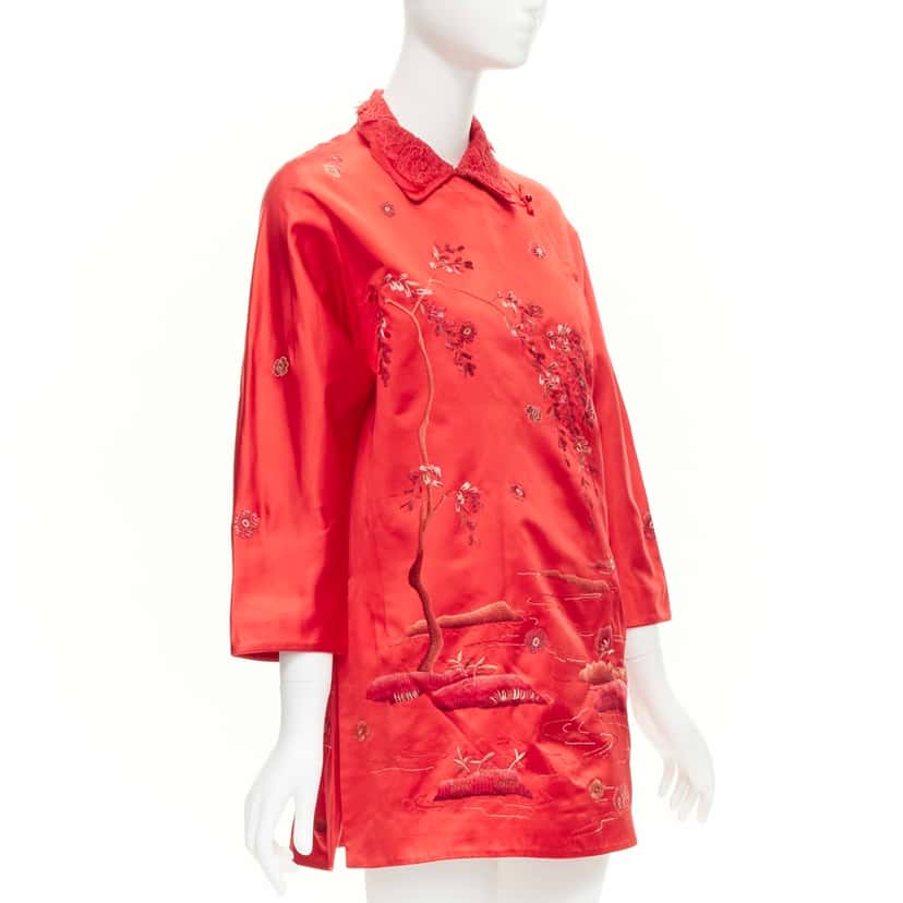 Shiatzy Chen Red Silk Qipao Top Red Silk Very good condition - Inside View