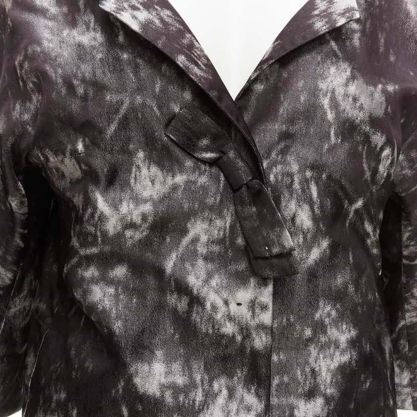 Shiatzy Chen Grey Cocoon Jacket Black Silk Never worn - Back View