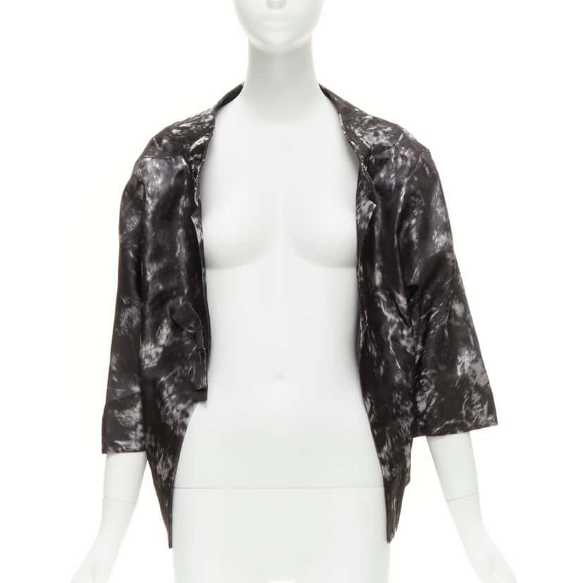 Shiatzy Chen Grey Cocoon Jacket Black Silk Never worn - Inside View