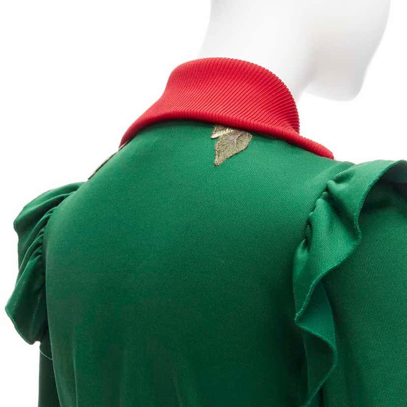 Gucci Floral Ruffled Jacket Green Polyester Very good condition - Back View
