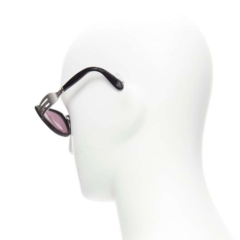 Jean Paul Gaultier Fork Temple Glasses Black Metal Fair condition - Model View