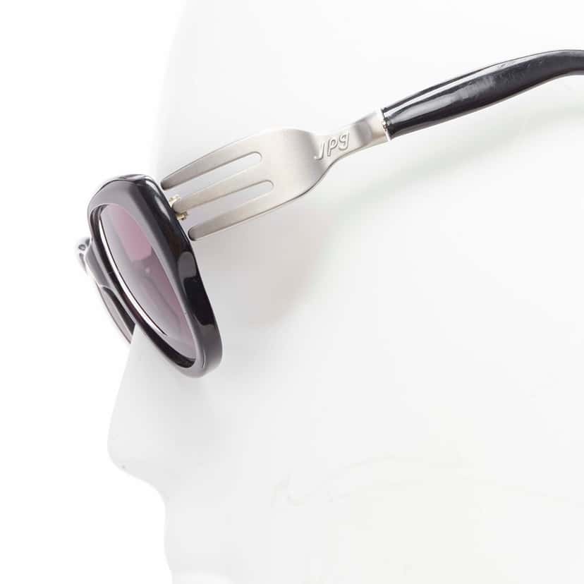 Jean Paul Gaultier Fork Temple Glasses Black Metal Fair condition - Box View