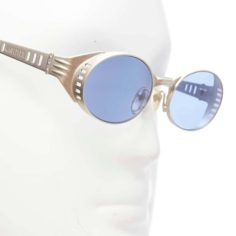 Jean Paul Gaultier Steampunk Sunglasses Blue Metal Fair condition - Box View