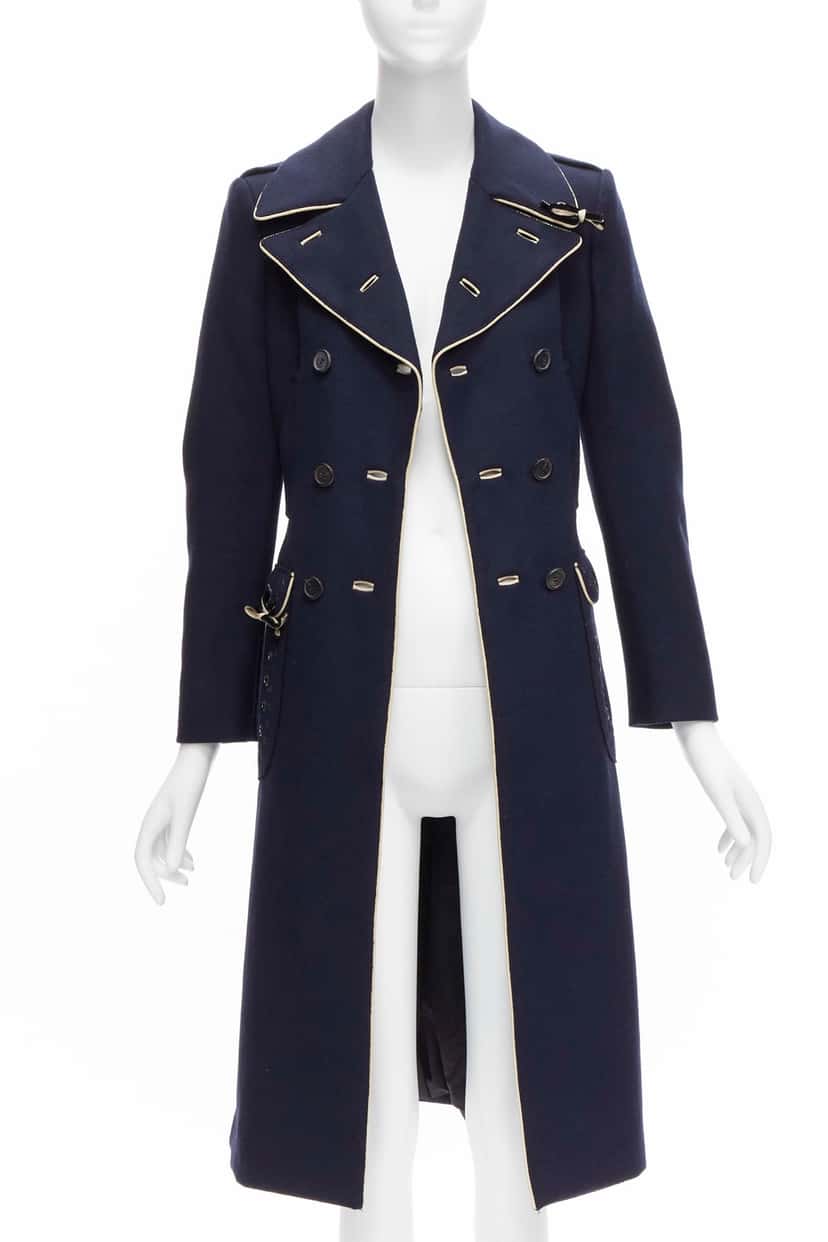 Prada Navy Officer Coat Navy Wool Very good condition - Front View