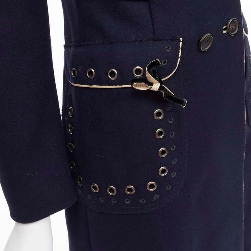 Prada Navy Officer Coat Navy Wool Very good condition - Back View