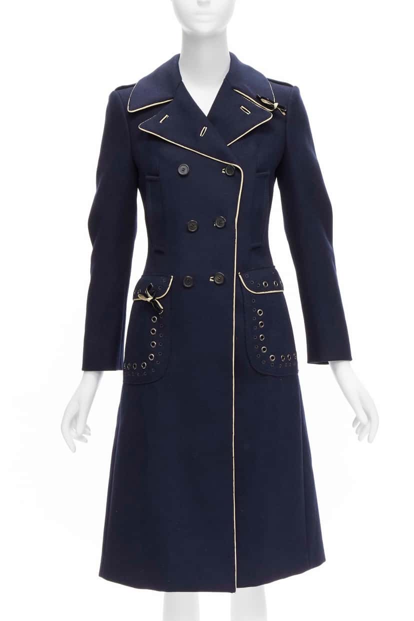 Prada Navy Officer Coat Navy Wool Very good condition - Inside View