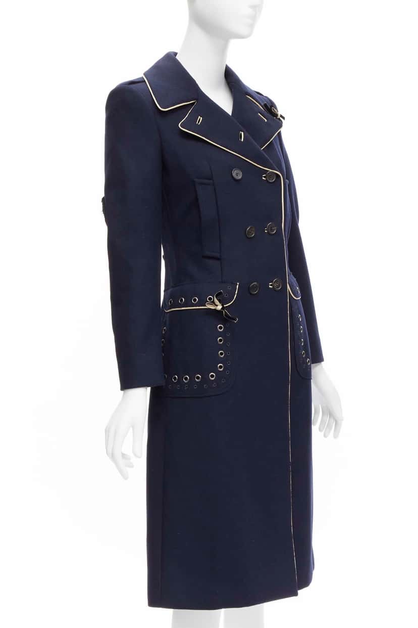 Prada Navy Officer Coat Navy Wool Very good condition - Model View