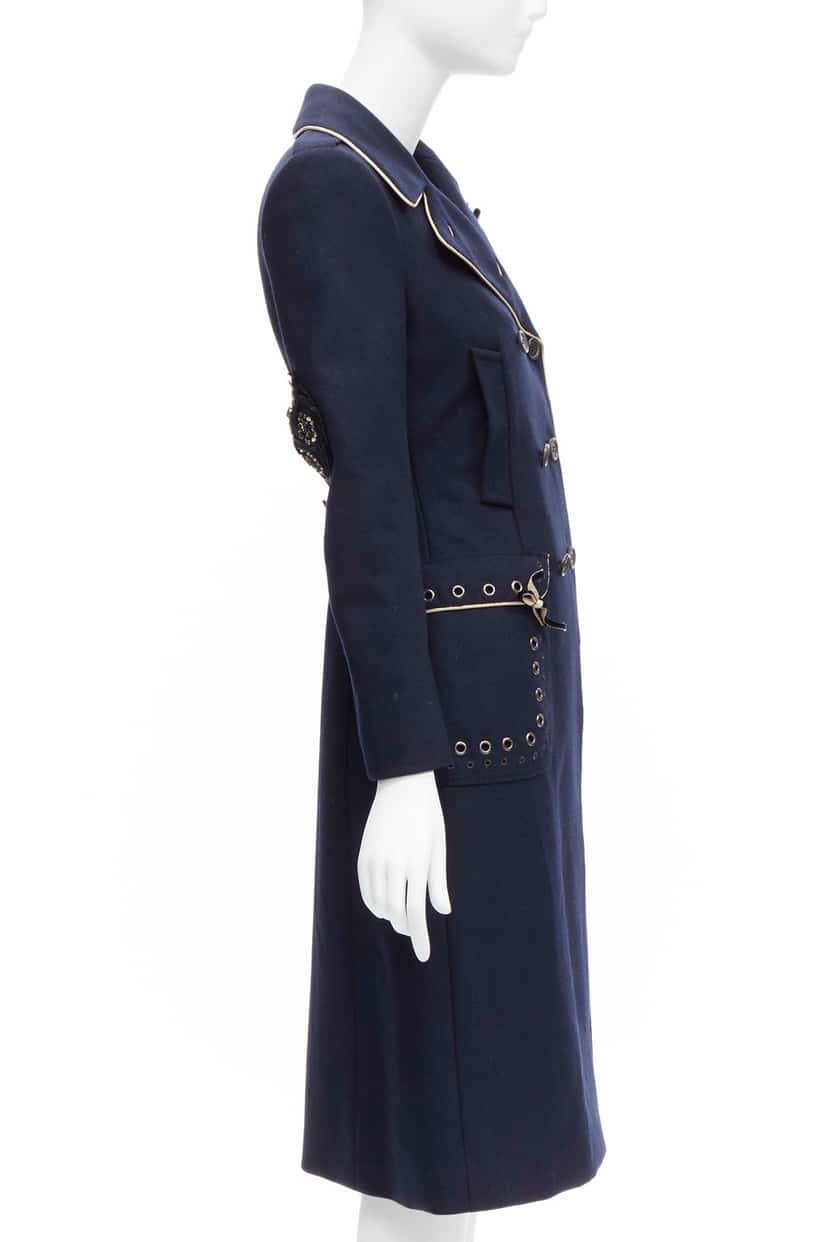 Prada Navy Officer Coat Navy Wool Very good condition - Box View