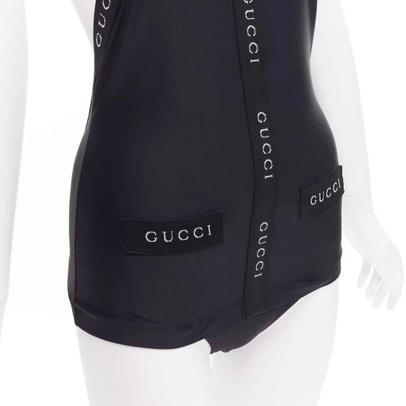 Gucci Logo Halter Swimwear Black Never worn - Back View
