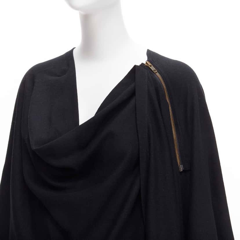 Issey Miyake Black Draped Coat Black Wool Never worn - Back View