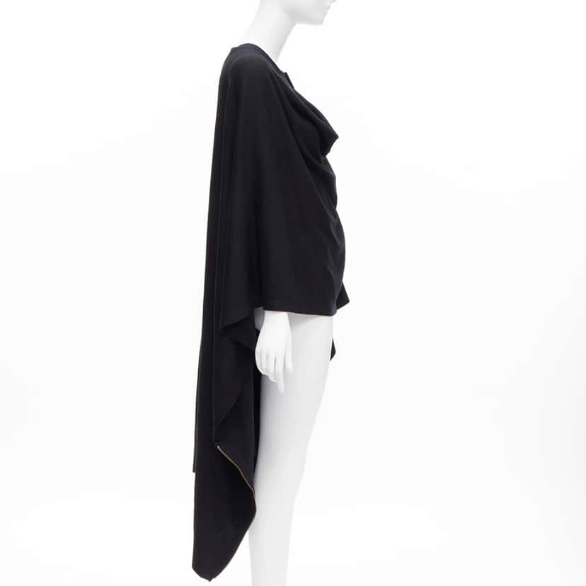 Issey Miyake Black Draped Coat Black Wool Never worn - Model View