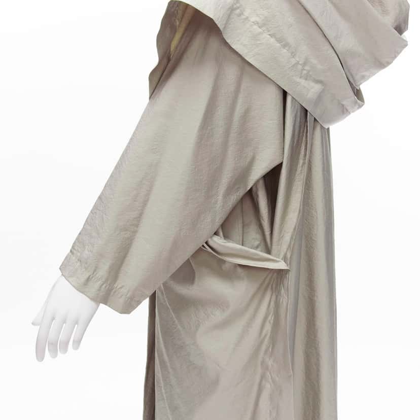 Issey Miyake Grey Draped Overcoat Grey Polyester Never worn - Back View