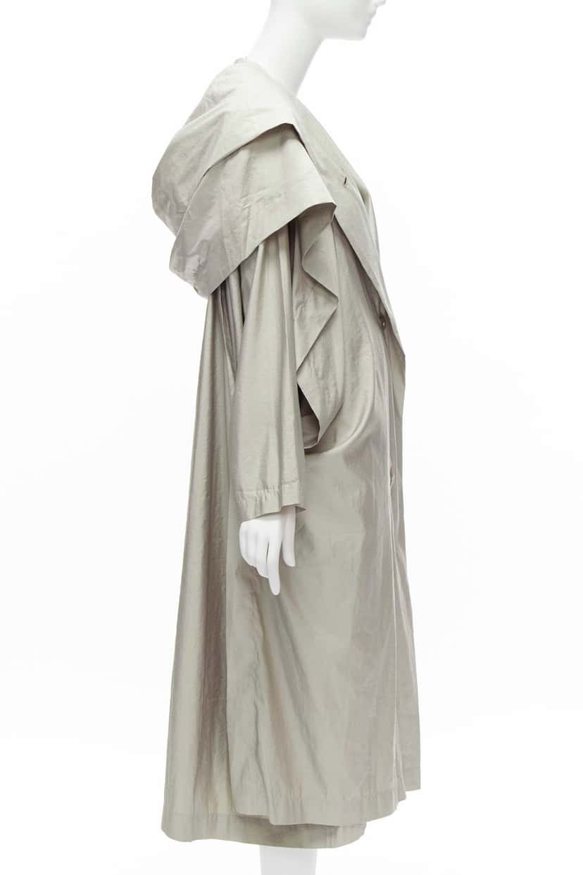 Issey Miyake Grey Draped Overcoat Grey Polyester Never worn - Box View