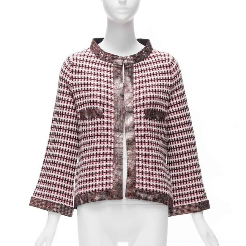 Chanel Crystal Trim Cardigan Pink Cashmere Never worn - Front View