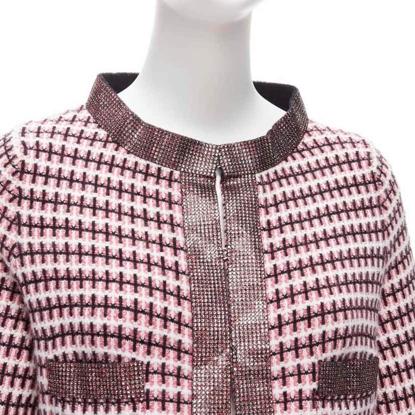 Chanel Crystal Trim Cardigan Pink Cashmere Never worn - Back View