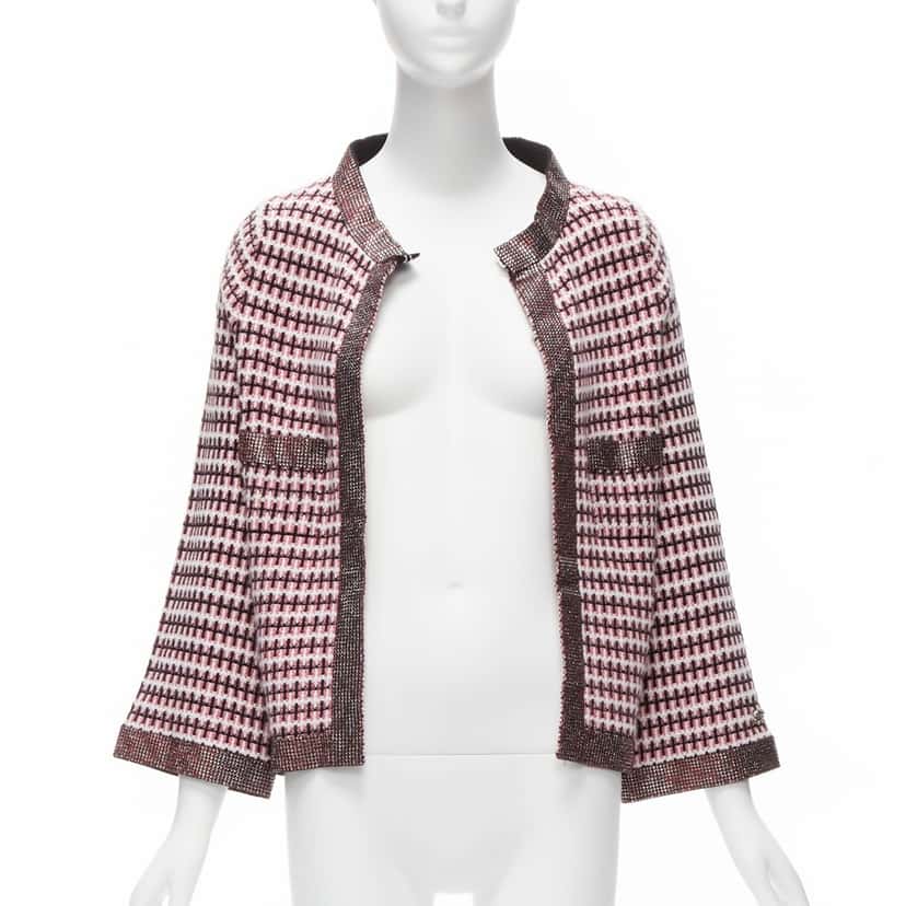 Chanel Crystal Trim Cardigan Pink Cashmere Never worn - Inside View