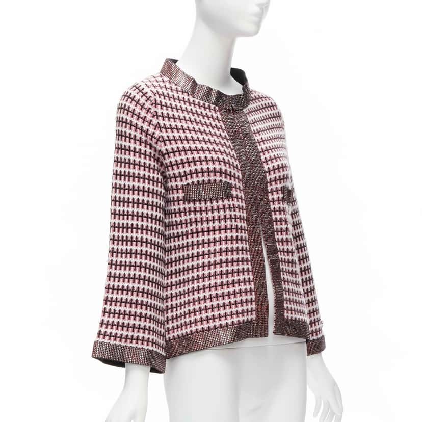 Chanel Crystal Trim Cardigan Pink Cashmere Never worn - Model View