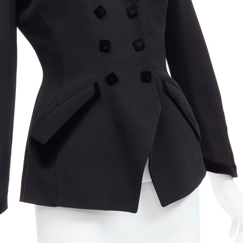 Thierry Mugler Velvet Peplum Blazer Black Wool Very good condition - Back View
