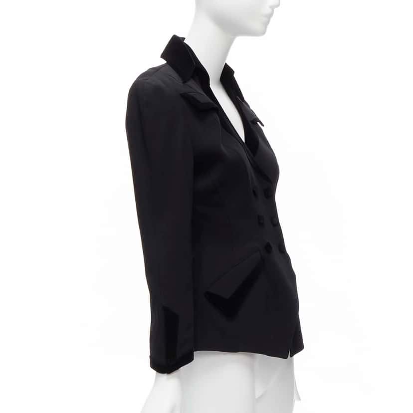 Thierry Mugler Velvet Peplum Blazer Black Wool Very good condition - Model View