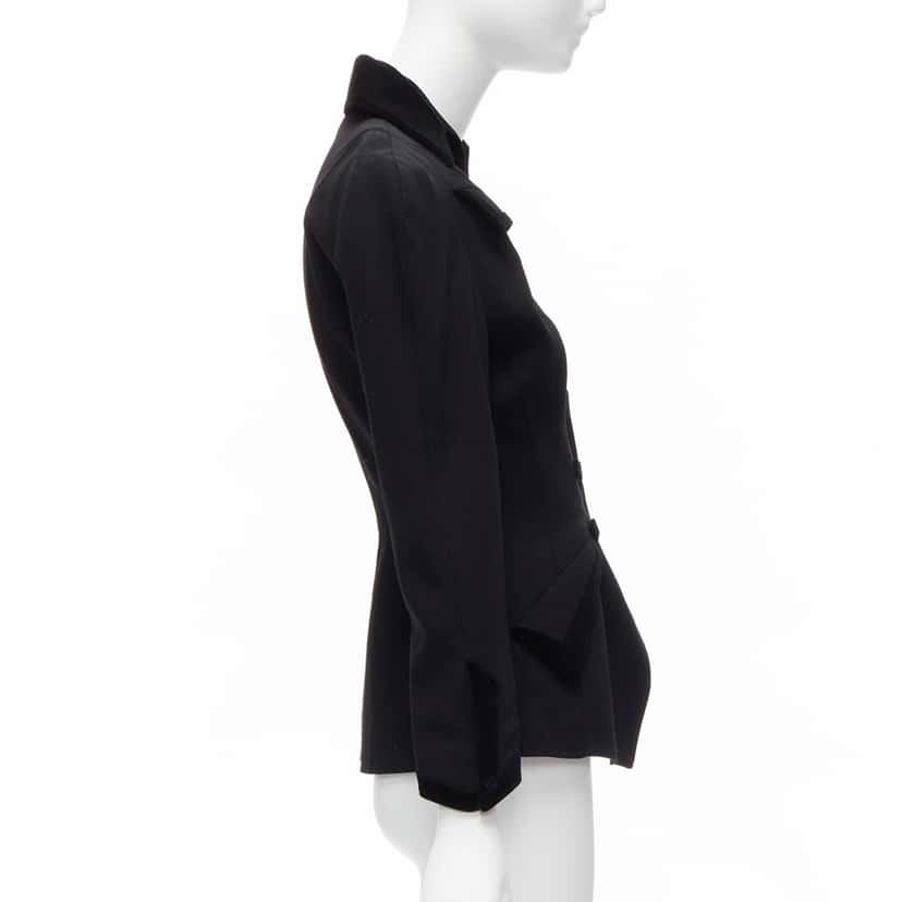 Thierry Mugler Velvet Peplum Blazer Black Wool Very good condition - Box View