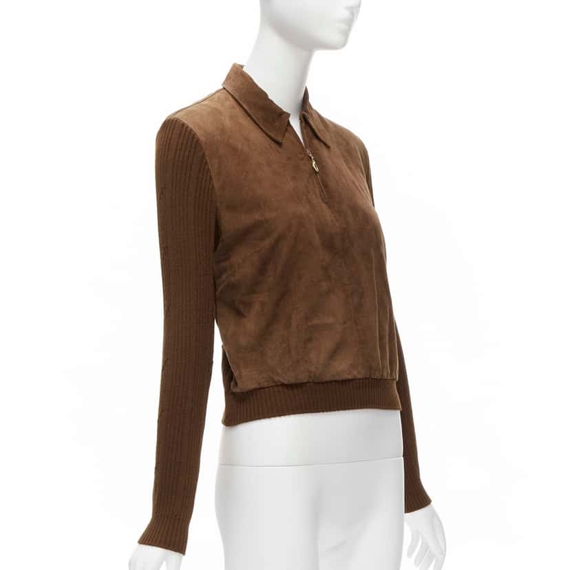 Christian Dior Cannage Stitch Sweater Brown Suede Good condition - Inside View
