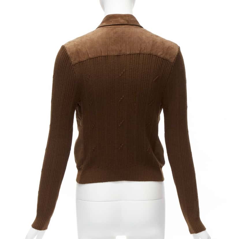 Christian Dior Cannage Stitch Sweater Brown Suede Good condition - Box View