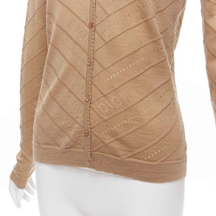 Christian Dior Logo Knit Cardigan Beige Wool Never worn - Back View