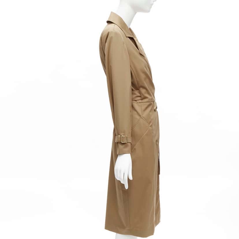 Max Mara Tan Wrap Trench Coat Brown Wool Never worn - Model View