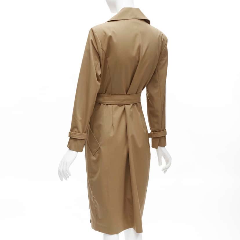 Max Mara Tan Wrap Trench Coat Brown Wool Never worn - Box View