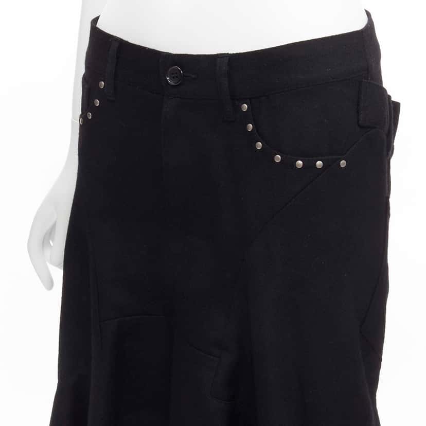 Junya Watanabe Polka Dot Skirt Black Wool Never worn - Back View