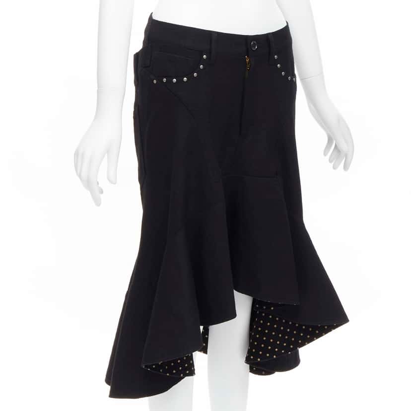 Junya Watanabe Polka Dot Skirt Black Wool Never worn - Inside View