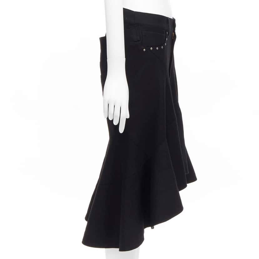 Junya Watanabe Polka Dot Skirt Black Wool Never worn - Model View