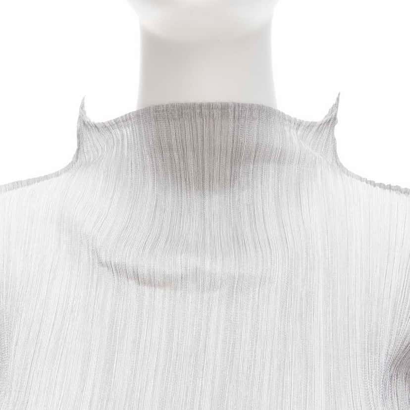 Issey Miyake Spike Pleats Top Silver Polyester Never worn - Back View