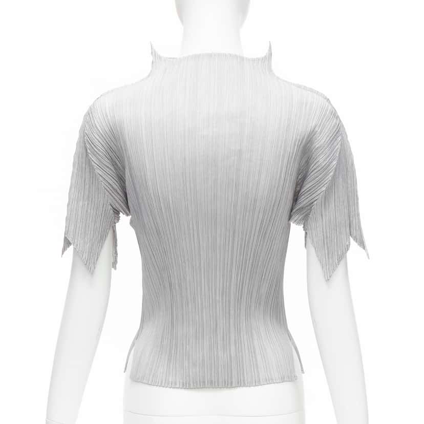 Issey Miyake Spike Pleats Top Silver Polyester Never worn - Box View