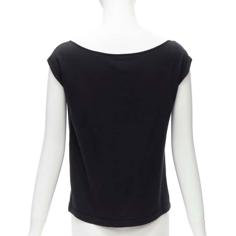 Chanel Topstitch Boat Top Black Cotton Never worn - Box View