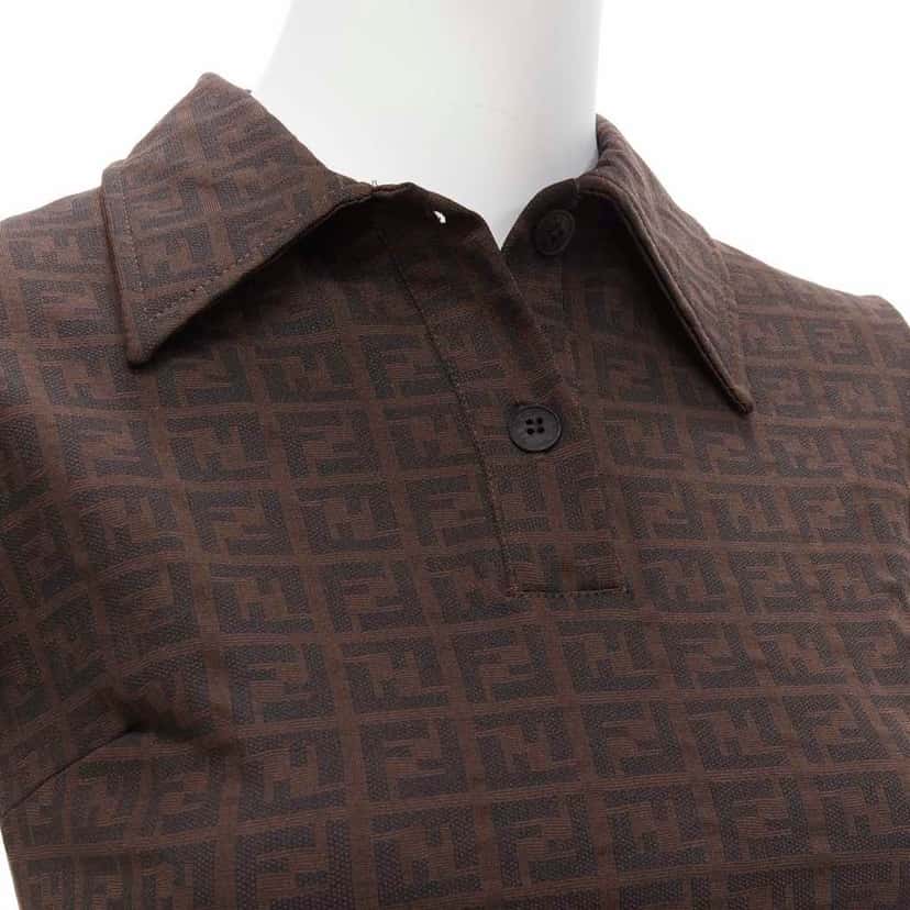 Fendi Zucca Polo Top Brown Polyamide Very good condition - Back View