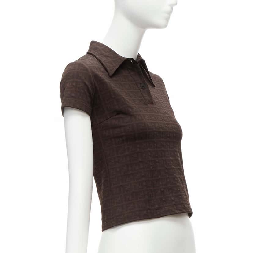Fendi Zucca Polo Top Brown Polyamide Very good condition - Inside View