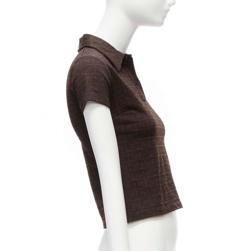 Fendi Zucca Polo Top Brown Polyamide Very good condition - Model View