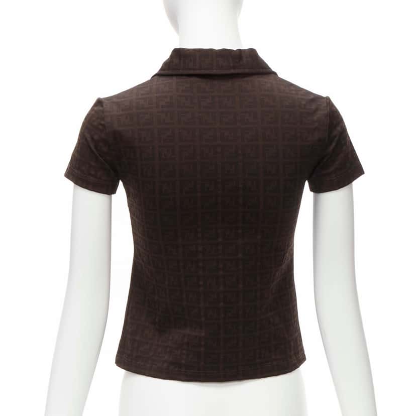 Fendi Zucca Polo Top Brown Polyamide Very good condition - Box View