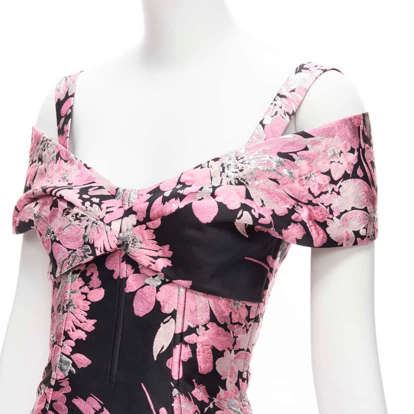 Dolce & Gabbana Floral Corsetted Dress Black Polyester Very good condition - Back View
